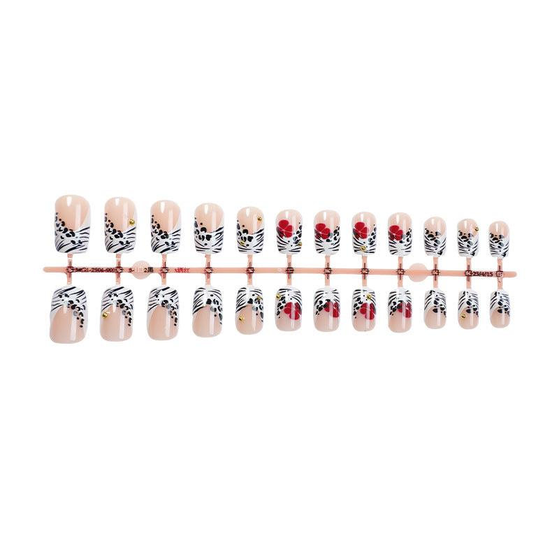Creative Art Press-On Nail Set with Floral and Zebra Designs Stornfield