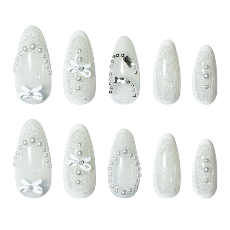 Elegant Lace Design Nail Extensions Stornfield