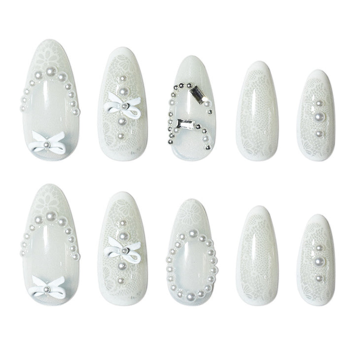 Elegant Lace Design Nail Extensions Stornfield