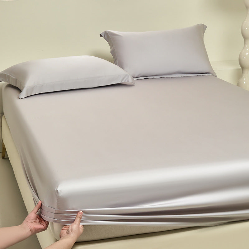 Silky satin fitted sheet set with extra deep pocket and pillowcases