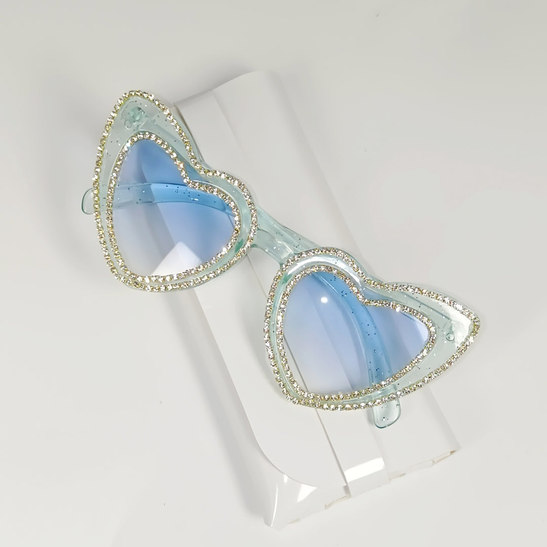 Rhinestone-Embellished Heart-Shaped Sunglasses Stornfield
