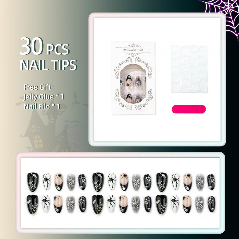 Gothic Spider-Themed Press-On Nails