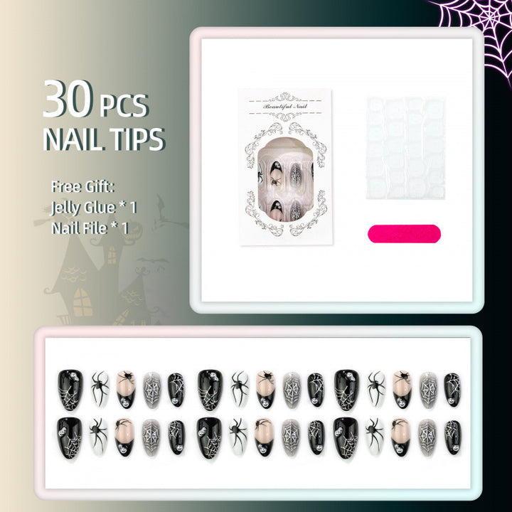 Gothic Spider-Themed Press-On Nails