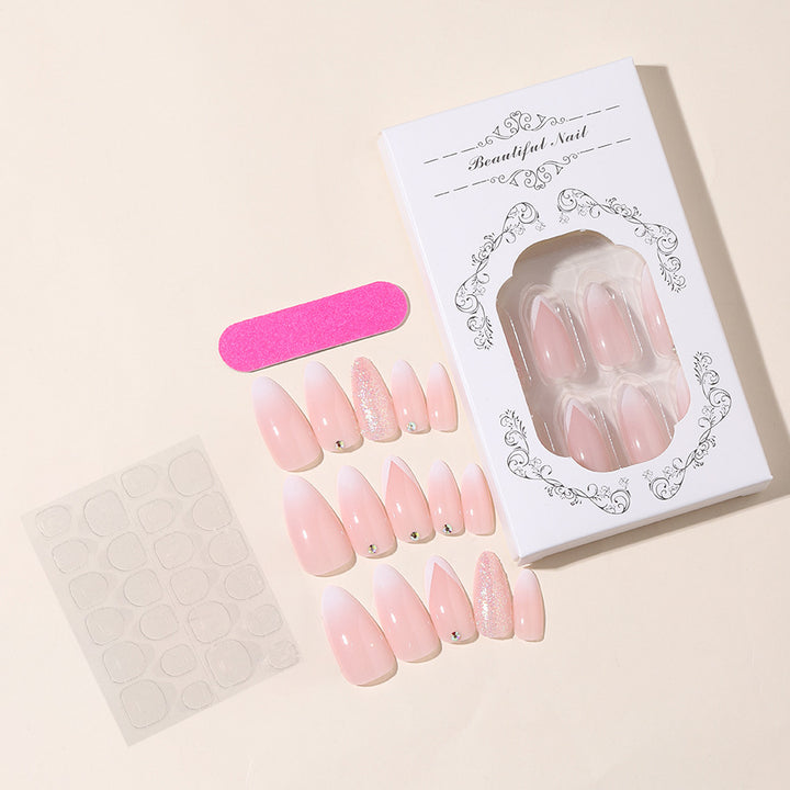 Elegant Press-On Nail Tips Set with Glitter and Ombre Design Stornfield