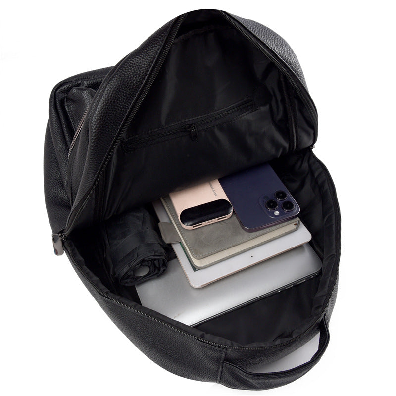 Sleek Textured Leather Backpack Stornfield