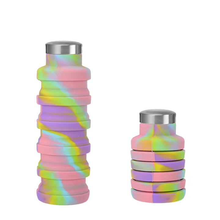 Women flexible silicone drinking bottle with integrated folding function Stornfield