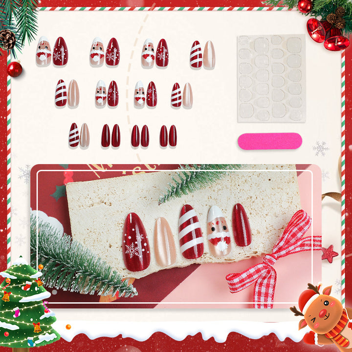 Festive Holiday-Themed Press-On Nail Art Design