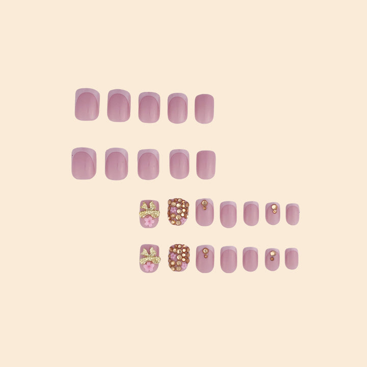 Glamorous Rhinestone and Floral Nail Art Stornfield