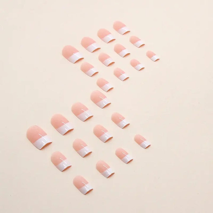 Acrylic nail set with elegant French design and glossy finish Stornfield