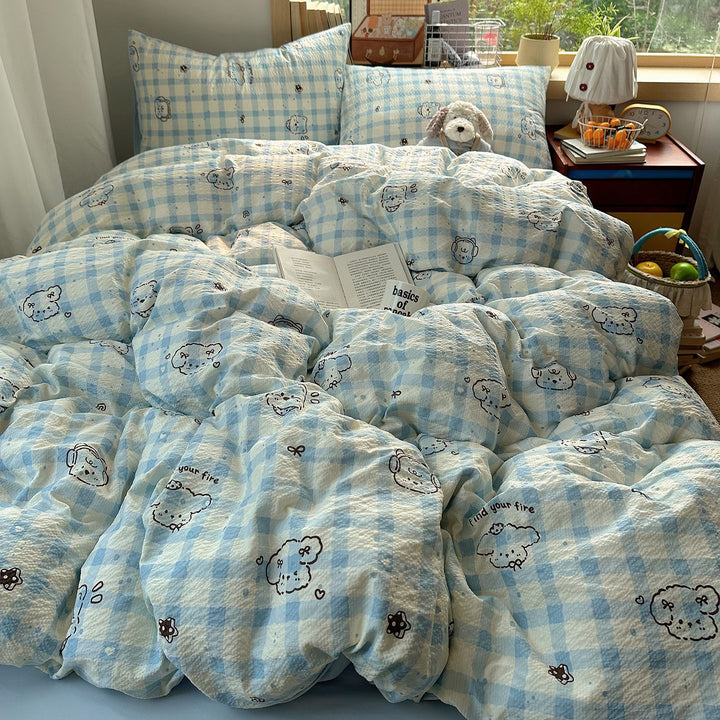Playful Cartoon Dog Themed Bedding Set