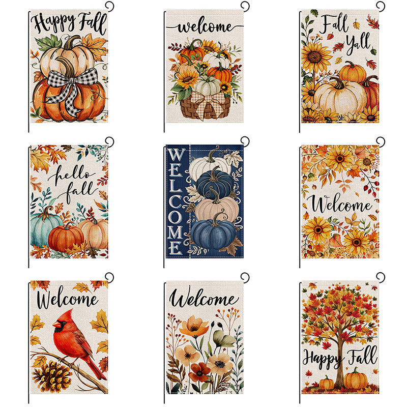 Outdoor Decorative Garden Flag Double-Sided Burlap-Texture Cardinal Welcome Banner