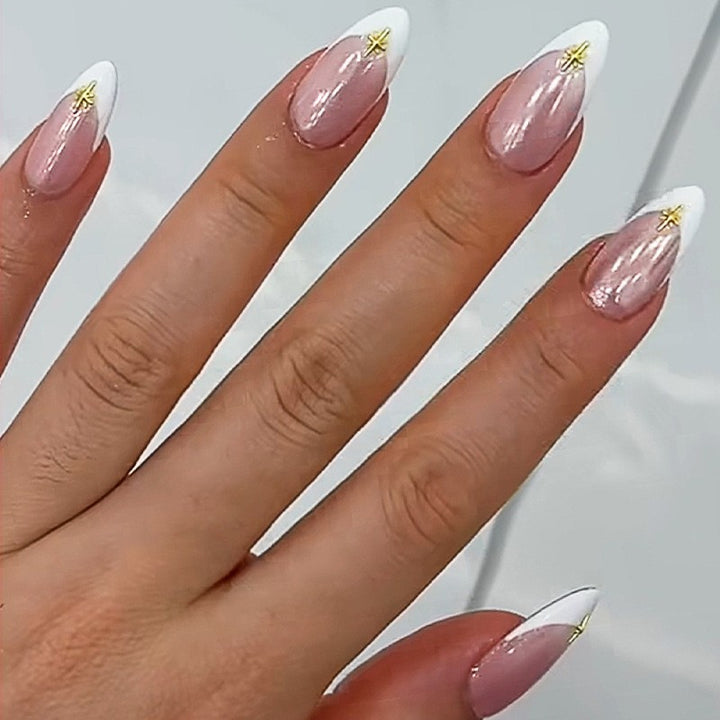 Artificial nail set with elegant high-gloss ombre design and sparkling accents Stornfield
