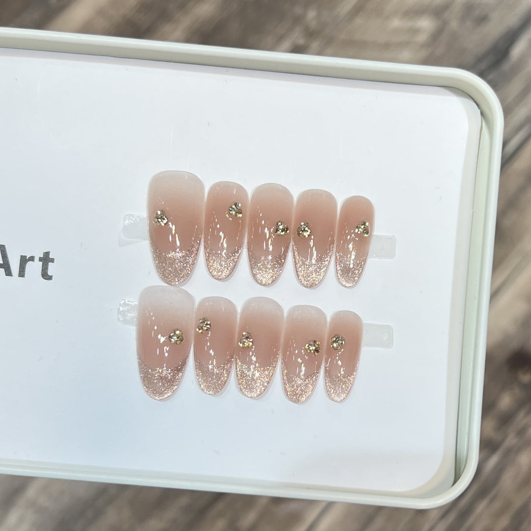 Elegant Stiletto Press-On Nail Set with Decorative Accents Stornfield