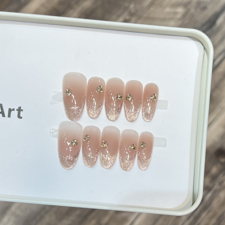Elegant Stiletto Press-On Nail Set with Decorative Accents Stornfield