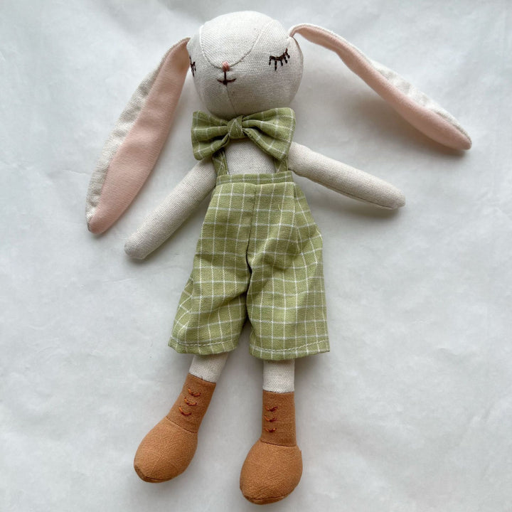 Linen Polka-Dot Floppy-Ear Bunny Doll