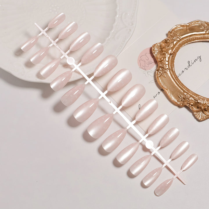 Elegant Almond-Shaped Press-On Nail Set with Polka Dot Design Stornfield