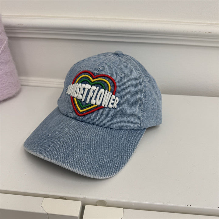 Women's Embroidered Heart Design Denim Baseball Cap Stornfield