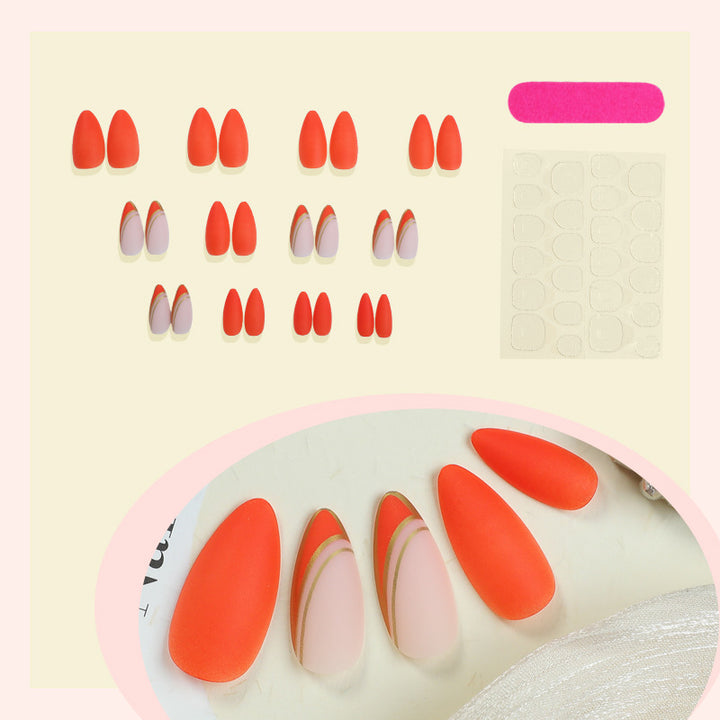 Artistic Press-On Nail Set with Elegant Design Stornfield