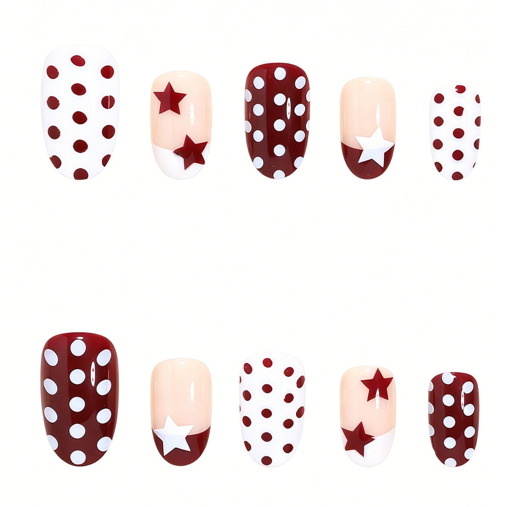 Artistic Star and Polka Dot Press-On Nail Set Stornfield
