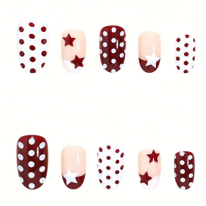 Artistic Star and Polka Dot Press-On Nail Set Stornfield