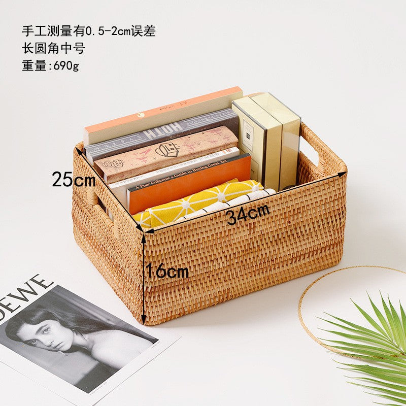Women rectangular storage basket made of natural material Stornfield