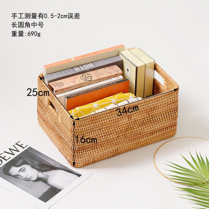 Women rectangular storage basket made of natural material Stornfield