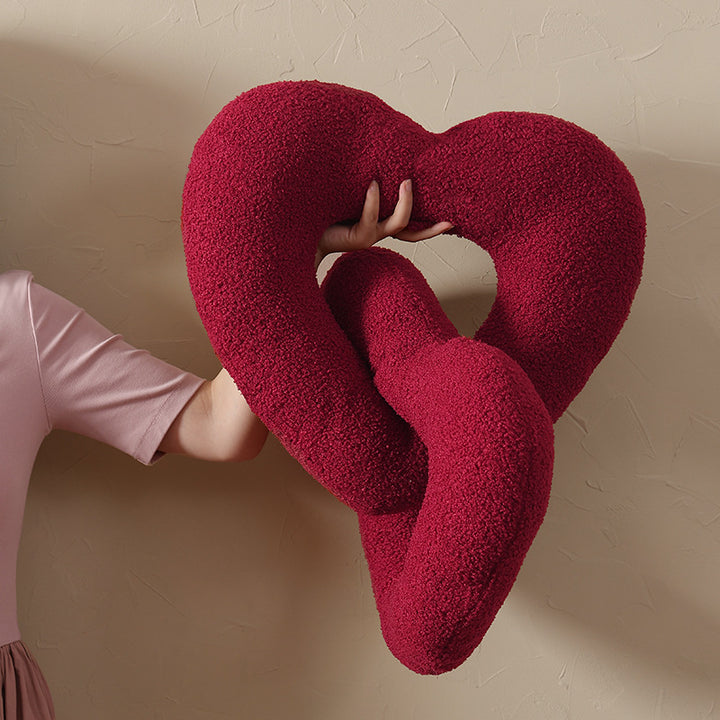 Double twisted heart cuddle pillow with bouclé plush cover Stornfield