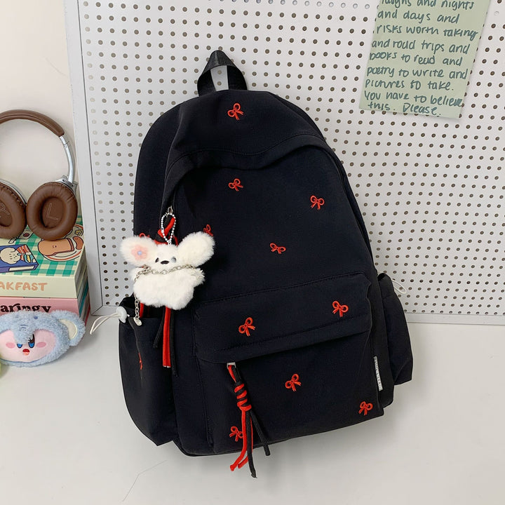 Backpack with Charming Bow Design and Practical Compartments Stornfield