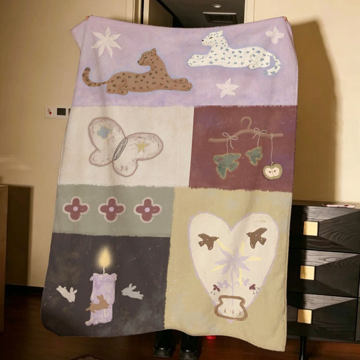 Artistic Patchwork Fleece Blanket