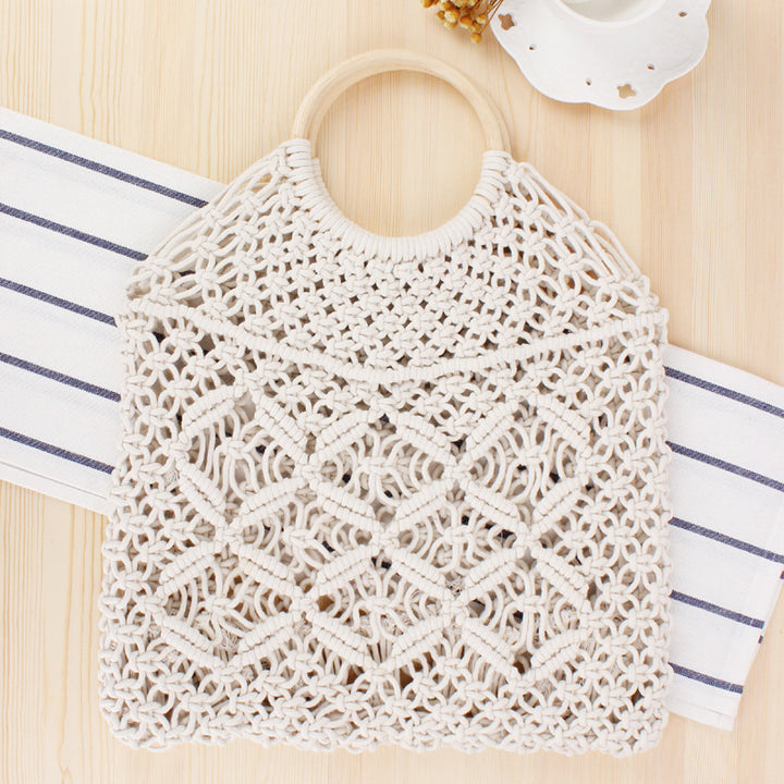 Macrame Tote Bag with Double-Layer Inner Pocket Stornfield