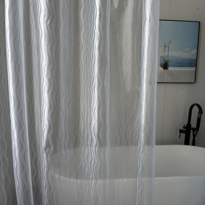 Textured Wave Pattern Shower Curtain Stornfield