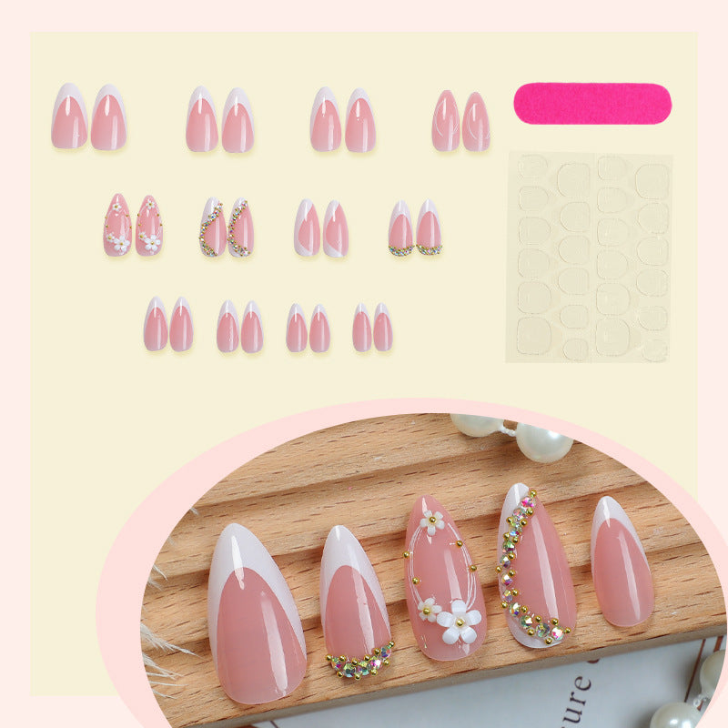 Elegant Floral Embellished Press-On Nails Stornfield