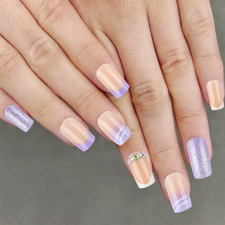 Elegant Press-On Nail Art Set with Glamorous Glitter Accents Stornfield