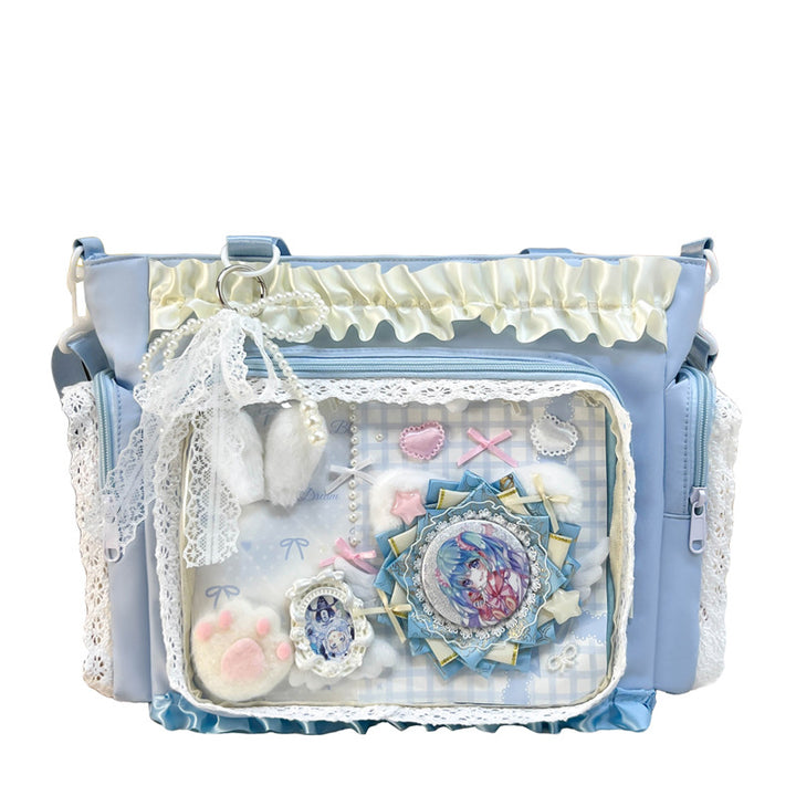 Shoulder bag with transparent front and playful applications Stornfield