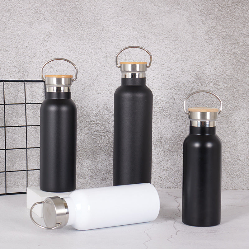 Women's Stainless Steel Water Bottle with Bamboo Lid and Carrying Handle Stornfield