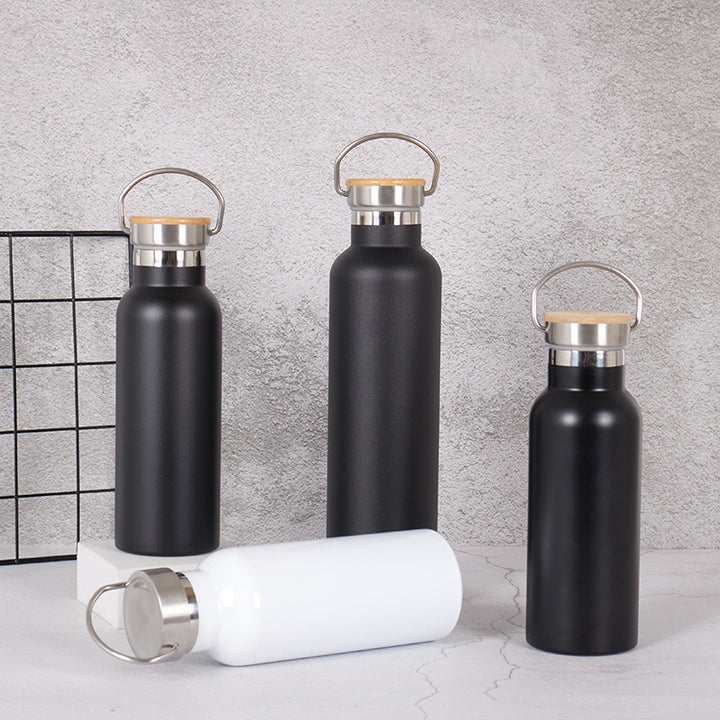 Women's Stainless Steel Water Bottle with Bamboo Lid and Carrying Handle Stornfield