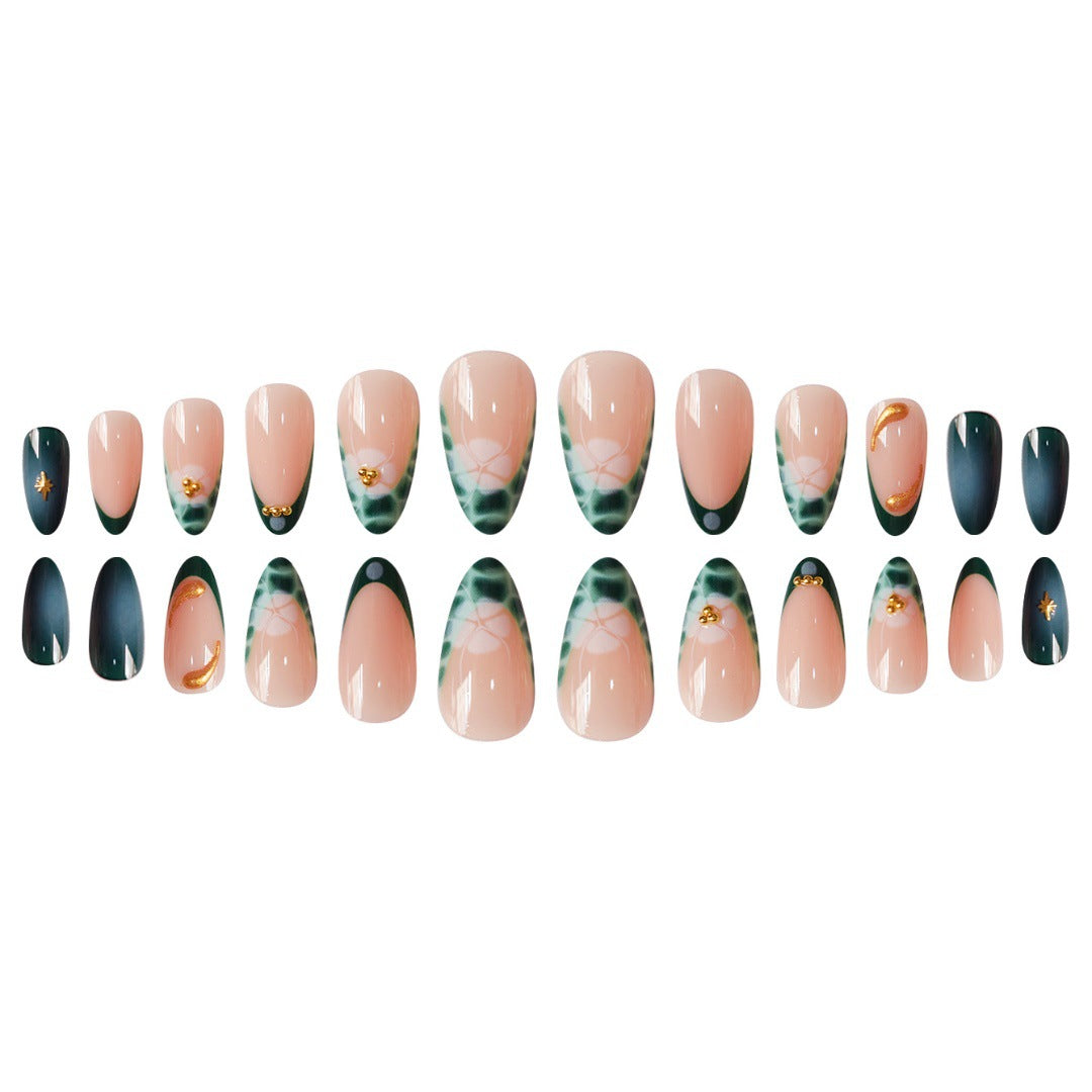 Elegant Abstract Floral Press-On Nail Extensions Stornfield