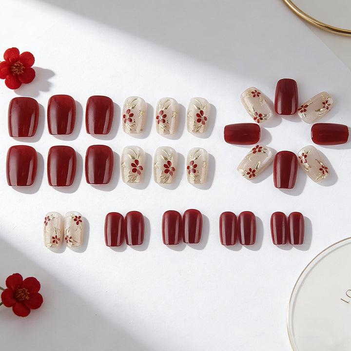 Elegant Floral Press-On Nail Set Stornfield