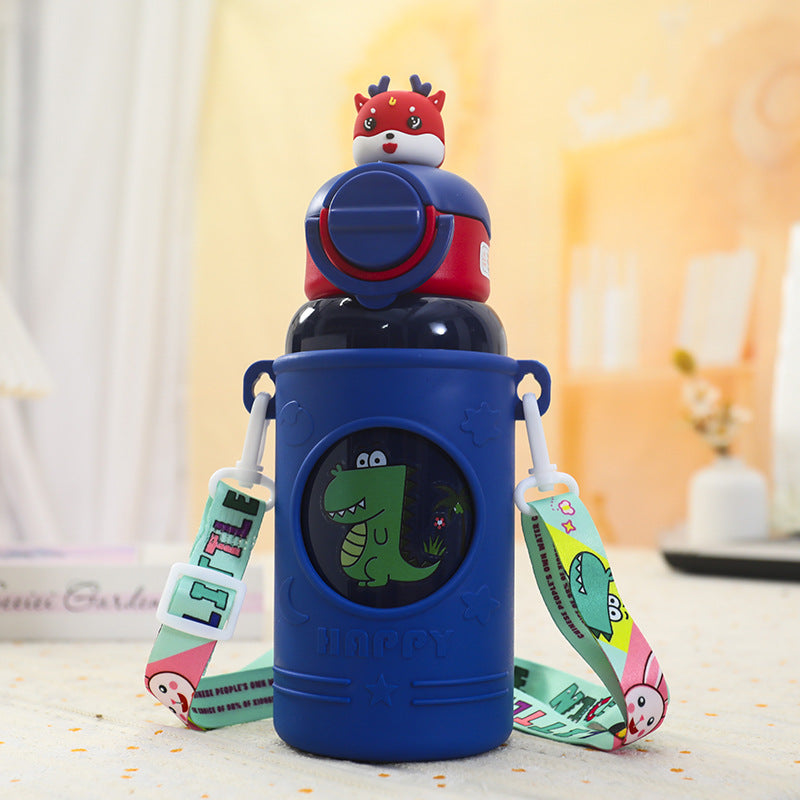 Ladies Insulated Drinking Bottle with Cute Frog Design and Practical Carry Strap Stornfield