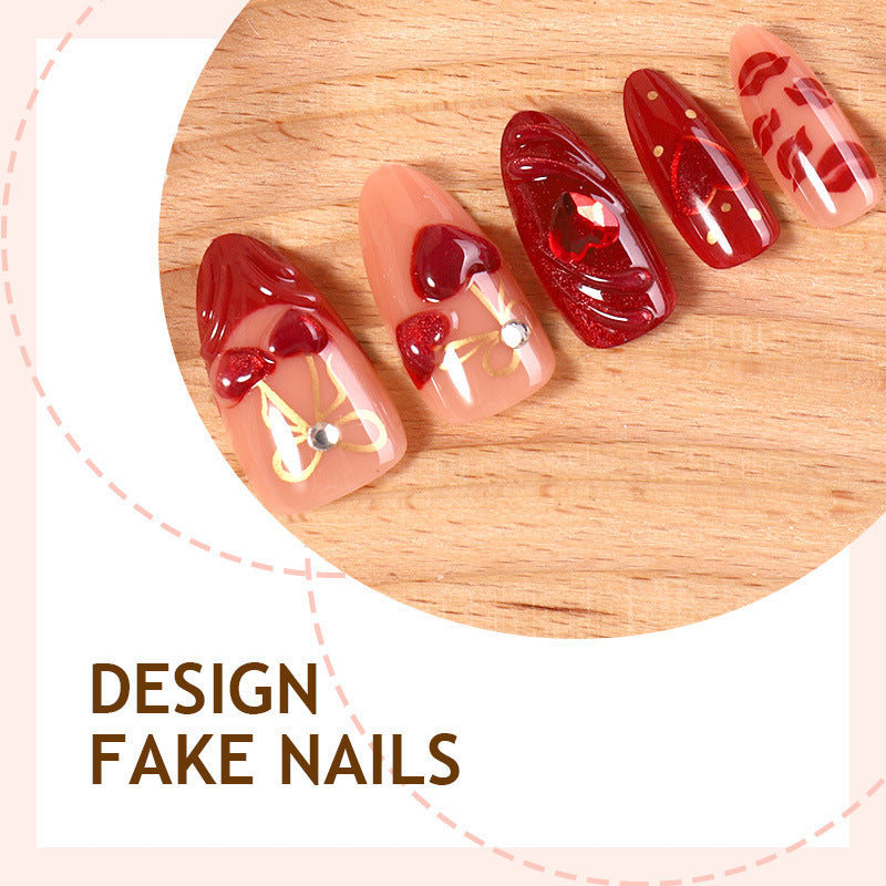 Creative nail art set with elegant hearts and delicate designs Stornfield