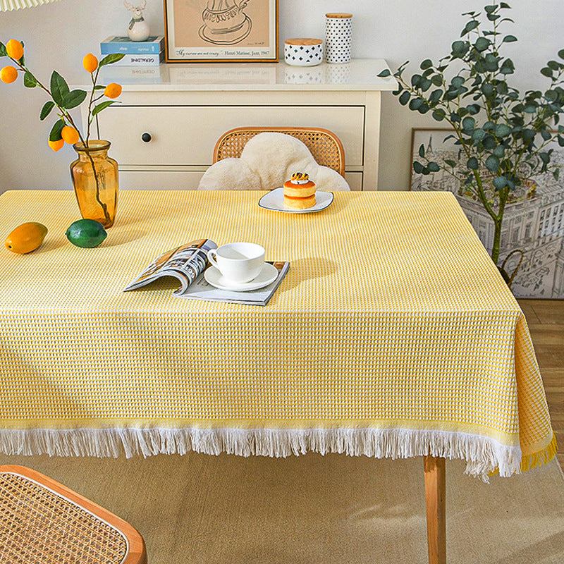 Stornfield | Modern Waffle Tablecloth, Knitted Lace Fabric Coffee Cloth, Round Tablecloth, Rectangular Tablecloth
