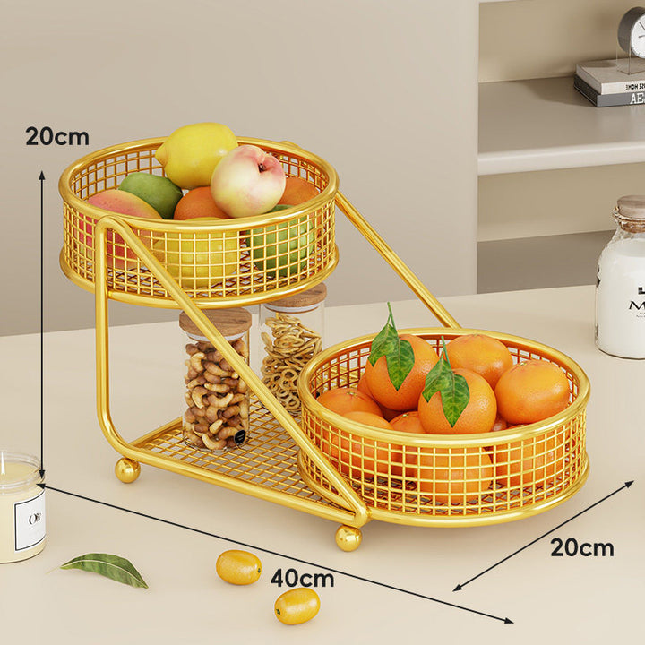 Tiered Angled Mesh Fruit & Produce Organizer with Removable Round Baskets