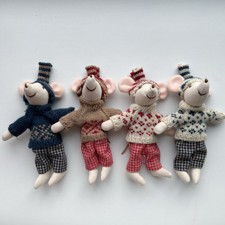 Handcrafted Cotton Plush Mouse Doll with Crochet Dress