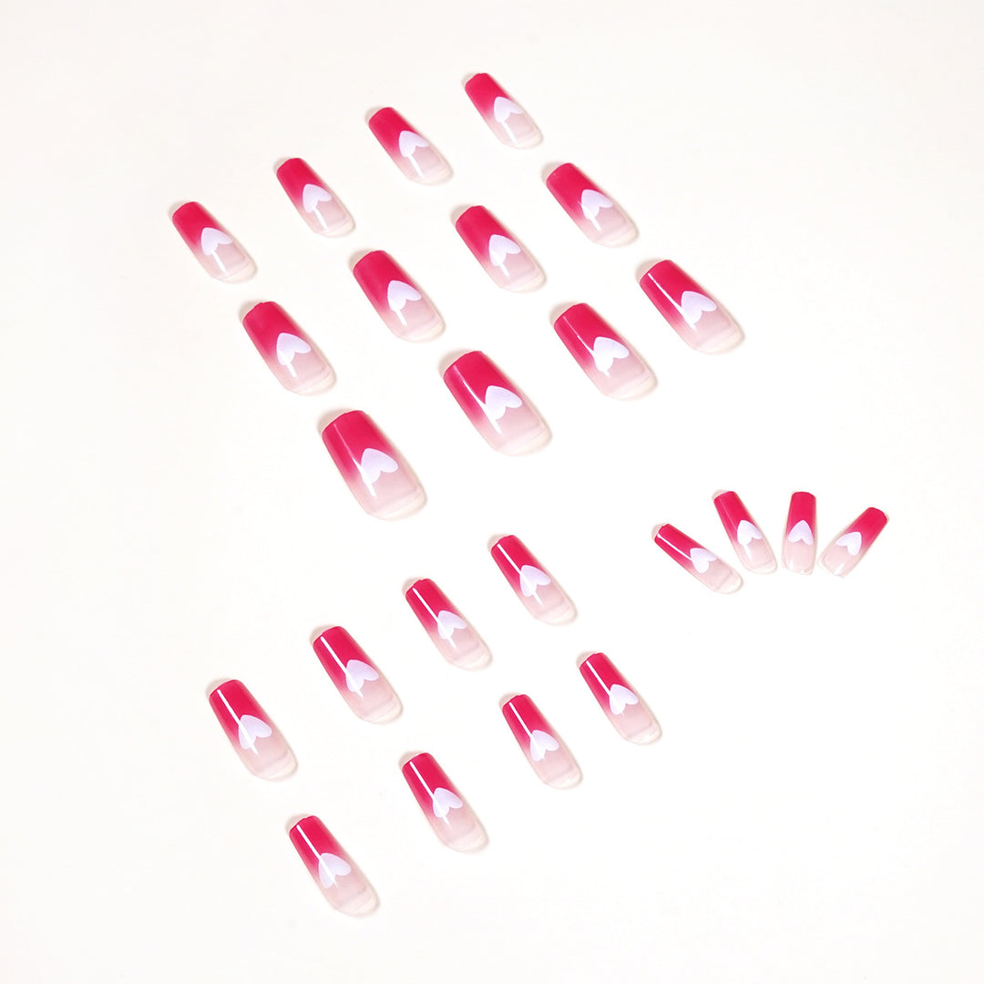 Artful nail extensions in romantic heart design Stornfield