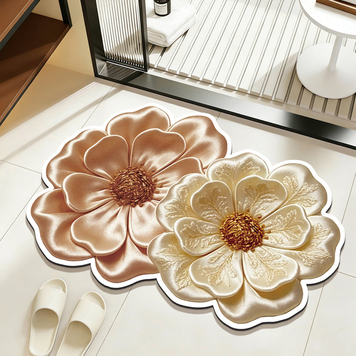 Floral Embroidered Bathroom Rug