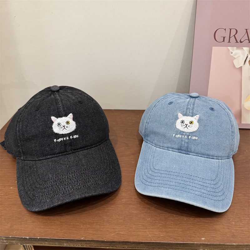 Women's Casual Cotton Baseball Cap with Cat Embroidery Stornfield