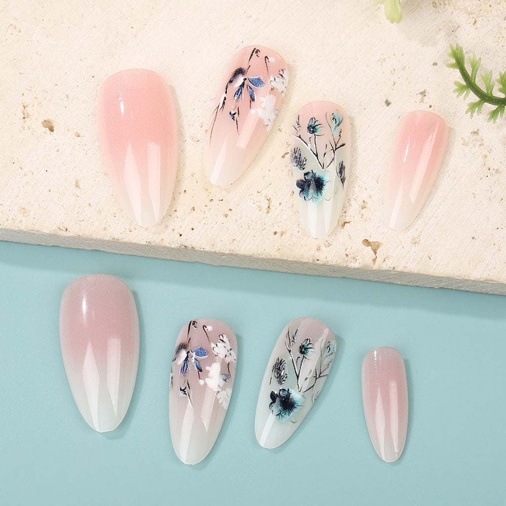 Artificial nails with flower design and shine Stornfield