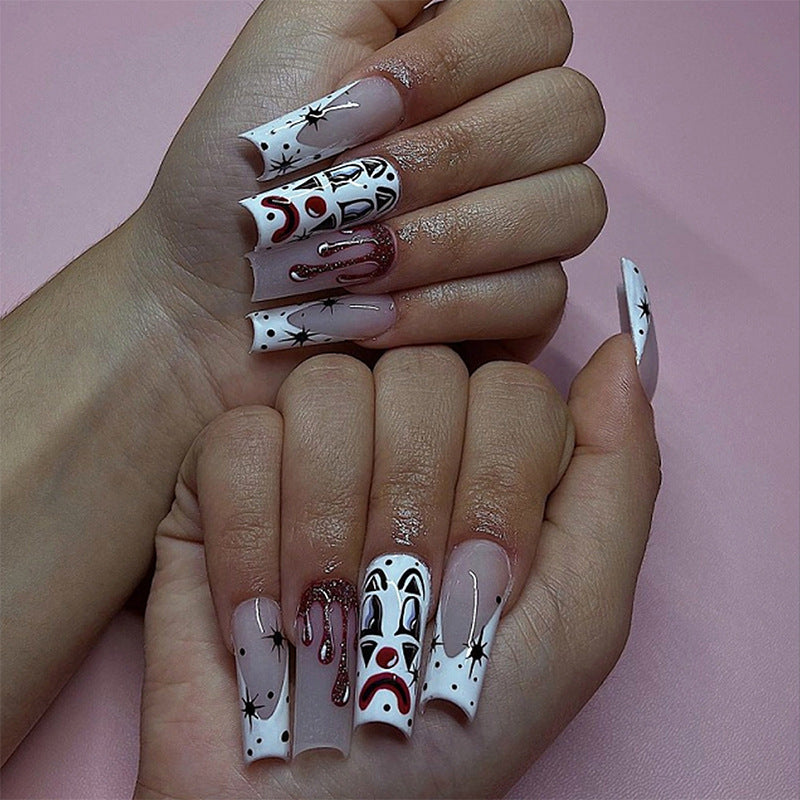 Artistic Clown-Themed Press-On Nails Stornfield