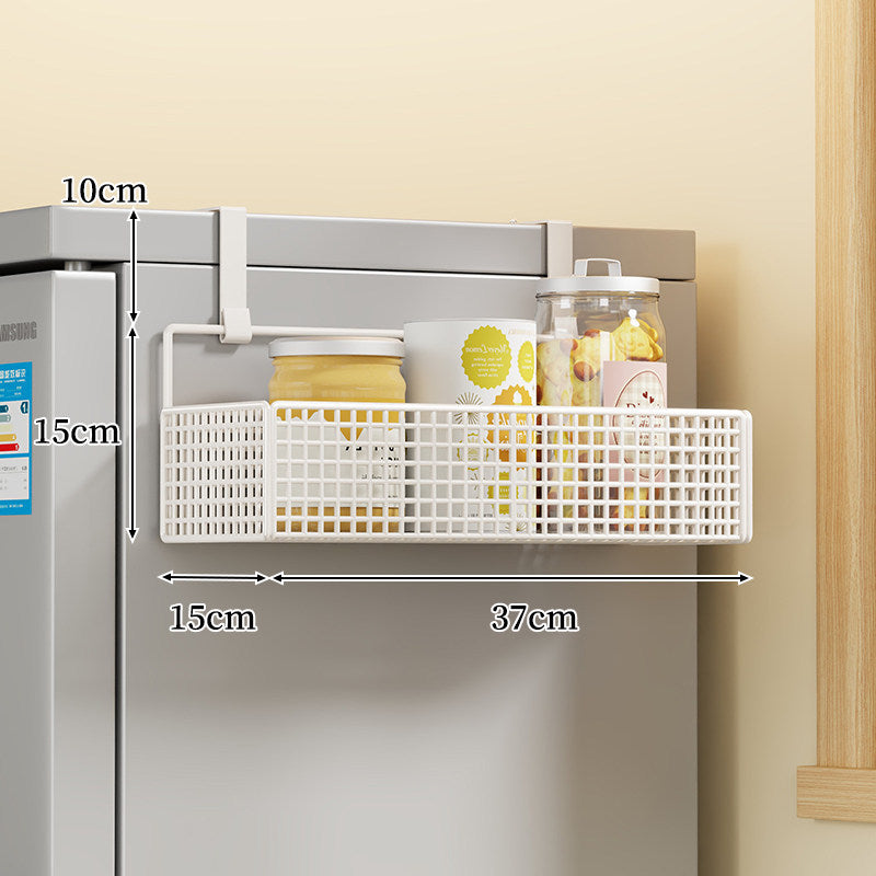 Over-the-Fridge Stacked Metal Mesh Hanging Storage Basket