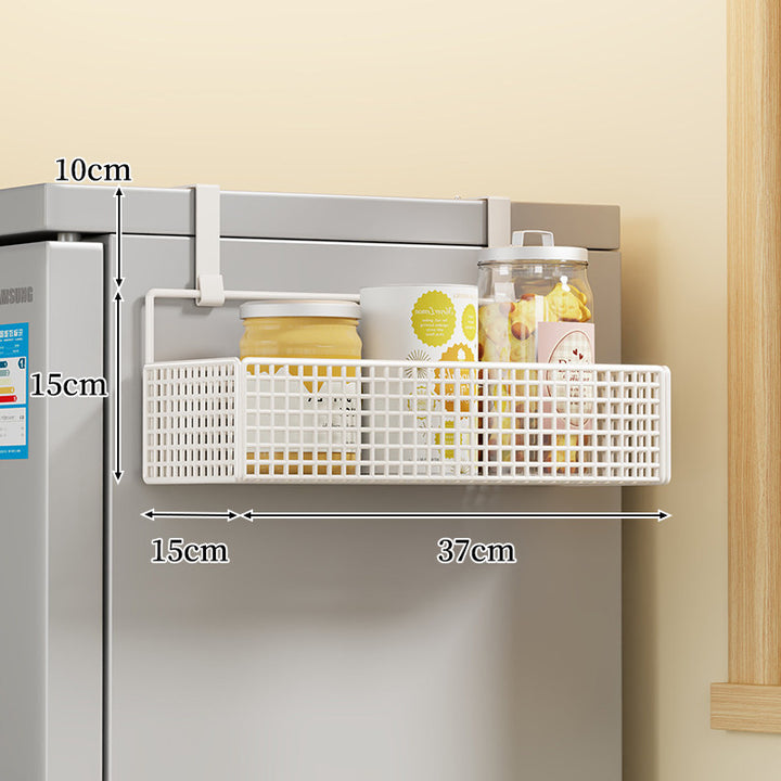 Over-the-Fridge Stacked Metal Mesh Hanging Storage Basket